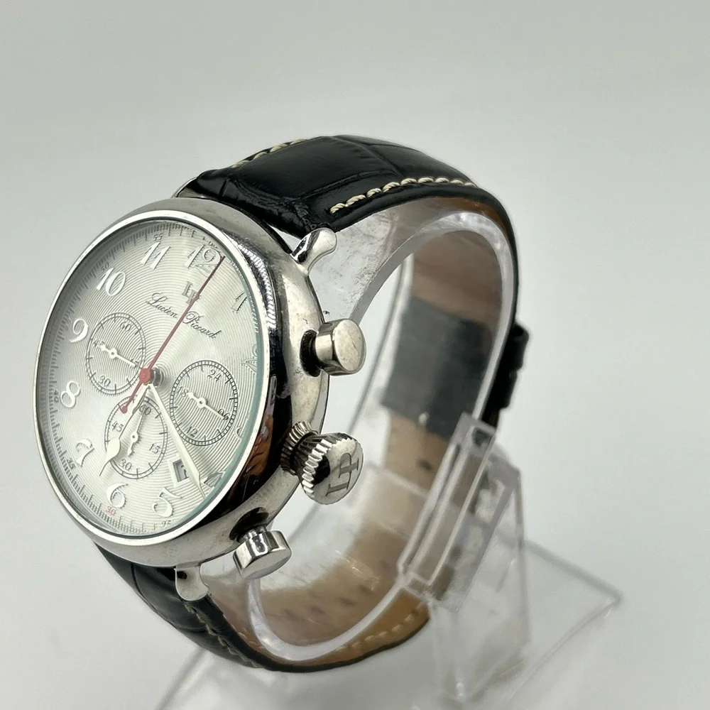 Lucien Piccard 72415 Silver and Black Chronograph Watch #563